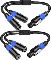 LanSenSu Speakon Splitter Cable,1 Male to 2 Female XLR Y Splitter Speakon Splitter Cable Speakon 1-Male to 2-Female（2Pack）