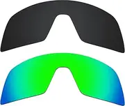 [Alphax] 2 Pcs Black & Green Polarized Replacement Lenses for Oakley Sutro OO9406 Sport Sunglsses