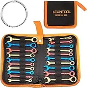LEONTOOL Small Combination Wrench Sets Metric and Standard 20 PCS 4-11mm & 5/32" to 7/16" Color Plated Open and Box End Mini Wrenches with Key Ring Ignition Wrench Set with Zipper Bag