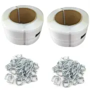 2 Roll/1000M Super Heavy Duty PE Soft Strap Cargo Strapping with 400pcs clips