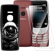 Printed TPU Case + 2-Pack Tempered Glass Screen Protector Compatible with Nokia 8210 4G, Artistic Slim Shockproof Cover, Anti-Scratch, Full Protection
