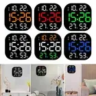 Digital Wall Clock with Temperature Humidity Adjustable Brightness Silent LED