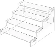 4 Tier Acrylic trapezoidal Display Stand, Clear Acrylic Display Shelf,Object Ladder Display Box, Steps Dessert Table Standsm,for Decoration and Organizer Activity