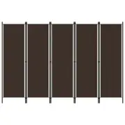 5-Panel Room Divider Brown 250x180 cm