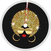 [EdWal] Comfortable Cute African Woman Polka print Winter Holiday Decor Tree Skirt with Tassel for Farmhouses Home Party Accessories