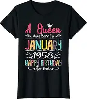 [X.Style] Queens are Born in January 1958 65th Birthday for Girl ds1466 T-Shirt (XL) Black