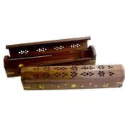 Wooden Incense Holder - 10" Hexagonal Lid - Suits Dhoops + Incense Sticks