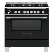 Fisher & Paykel 90cm Freestanding Dual Fuel Cooker - Black