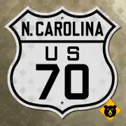 North Carolina US route 70 road sign Asheville Durham Raleigh Outer Banks 24x24