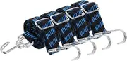 uxcell 4Pcs Adjustable Bungee Cords with Hooks, 39 Inch Flat Heavy Duty Elasticity Straps Rubber Bungee Cords with Buckle for Outdoor, Camping, Tarp, Bike Rack, Luggage, Black Blue