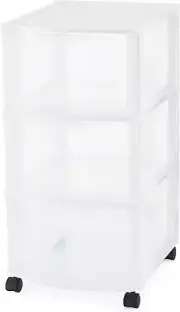 3-Drawer Organizer Cart, Plastic Drawer Storage, White