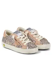 [Golden Goose Kids] Golden Goose Kids Super-Star glitter suede-trimmed sneakers UK 7 white