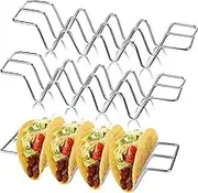 Taco Holder, Taco holder stand set of 3, Stainless Steel Taco Shell Holder Stand, Hold 3 or 4 Hard or Soft Shell Taco, Oven Safe for Baking, Dishwasher and Grill Safe