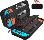 Daydayup Switch Carrying Case compatible with Nintendo Switch/Switch OLED - 20 Game Cartridges Protective Hard Shell Travel Carrying Case Pouch for Nintendo Switch Console & Accessories, Black