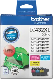 Brother LC432XLPK3 Colour Value Pack - Cyan Magenta, Yellow