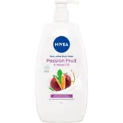 NIVEA Passionfruit & Monoi Oil Body Wash (1L), Rich Lather Shower Gel For Healthy Moisturised Skin, Shower Cream With Fresh Mild Scent For Effective Body Cleansing, Detox Cleanse, Best Body Wash