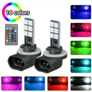 2pcs RGB 881 5050 12SMD LED Car Headlight Fog Light Lamp Bulb Remote Multi-Color (for: Mazda)