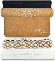 Boho Flow - Cork Yoga Mat With Alignment Lines & Macrama Yoga Mat Bag