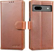 [Lensun] Genuine Leather Case for Google Pixel 7a, Mobile Phone Case [Genuine Leather] [Magnetic Closure] [Stand Function] Mobile Phone Case Leather Case for Google Pixel 7a 5G - Dark Brown