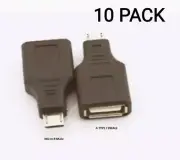 Pack of 10 USB 2.0 A/Female to Micro B/Male Adapter Converter Connector