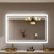 [LucZeng] LED Bathroom Mirror - 500x700mm fBacklit LED Dimmable Illuminated Bathroom Mirror Wall Mounted, Smart Touch Switch/Heated Demister Pad/, Vertical/Horizontal, 3 Lighting Colors