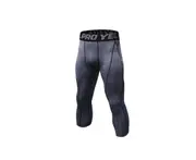 Men'S Compression Capri Shorts Baselayer Cool Dry Sports Tights - Grey
