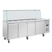 Polar U-Series GN Saladette Counter with Square Sneeze Guard 4 Door - UA019-A