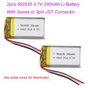 2pcs 3.7V 330mAh 1.22Wh Li Battery 502035 For GPS Car Dashcam Bluetooth Speaker