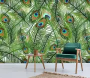 3D Peacock Feather 41756NA Wallpaper Wall Murals Removable Wallpaper Fay