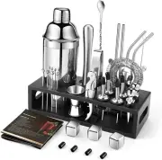 Mixology Bartender Kit Bar Set with Bamboo Stand, 35pcs 24oz Cocktail Shaker....