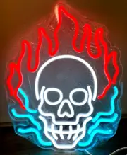 New Wall Hanging Skull Shaped Neon Sign Display With Built In 1.8m USB Cable