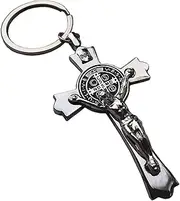 [HARPIMER] Jesus Crucifix Keychain Keyring Holy Cross Saint Benedict Keychain Faith Religious Catholic Gift