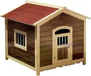 Solid Wood Dog House, Outdoor Weatherproof Kennel with Door, Wood Indoor Outdoor Pet Cat House, Kennel Crate Solid Wood Kennel for Small Dog Medium Dog