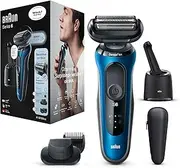 [Braun] Series 6 Electric Shaver for Men with Beard Trimmer, Wet & Dry, SmartCare Center, Rechargeable, Cordless Foil Razor, Blue, 60-B7500cc