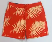 Men's Brixton Relaxed Fit Stretch 7" Inseam Elastic Waistband Leaf Design Voyage