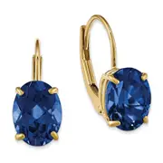 14k Yellow Gold Tsavorite oval leverback Earrings