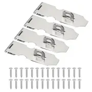 4 Pcs 4.3" Hasp Lock Latch Stainless Steel Packlock Clasp with Screw, Silver