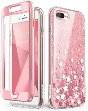 Cosmo Glitter Clear Bumper Case for iPhone 8 Plus/iPhone 7 Plus, Blue