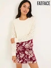 FatFace Ivory Broderie Crew 100% Cotton Sweatshirt (E95675) | $104