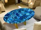 Oval Table Top ,Agate Coffee Table Top, Blue Agate Table, Agate Center Table top