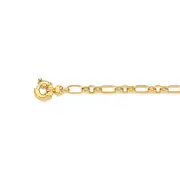 9ct Gold 19cm Solid Belcher 3+1 Figaro Bolt Ring Bracelet