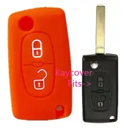 ORANGE SILICONE FLIP CAR KEY COVER for PEUGEOT 207 307 308 407