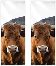 Hand Towels for Bathroom,Gym Towels for Working Out,Sports Towel,Animal Cow Brown Cattle Animal,2-Pc