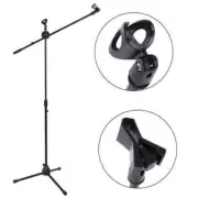 Lightweight Foldable Microphone Tripod Boom Stand Mount with 2 Mic Clip Holders