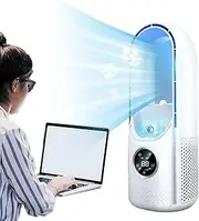 Desk Fan - Electric Quiet Desktop Fan Bladeless Air Purifier - Portable Bladeless Fan | Small Personal Cooling Fan - Table Fans Desk Fan | Quiet Table Fan For Home, Bedroom