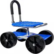 360 Degree Rotating Gardening Seat, Garden Cart on Wheels with Swivel Seat, Garden Stool Chair Stools for Seniors, Lawncare Wagon Rolling Scooter
