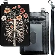 [DHYYDSQZ] Slim Minimalist Wallet for Men Women Small Credit Card Holder, Human Skeleton Flower, Slim Minimalist Wallet, Human Skeleton Flower