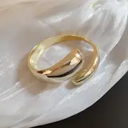 Chunky Open Bangle 07 - Overlapped - Gold - One Size