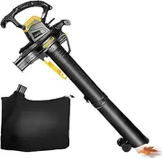 Leaf Blower & Vacuum & Shredder,Electric Garden Blower Vacuum 3800W,6-Speed Adjustment,40L Leaf Collection Bag,Suitable for Garden Leaves,Garage,Snow,Terrace,Deck,Black