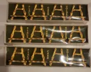 Vtg MCM Set 4 Gold Gilt Bamboo Metal Place Card Holder Easel Hollywood Regency